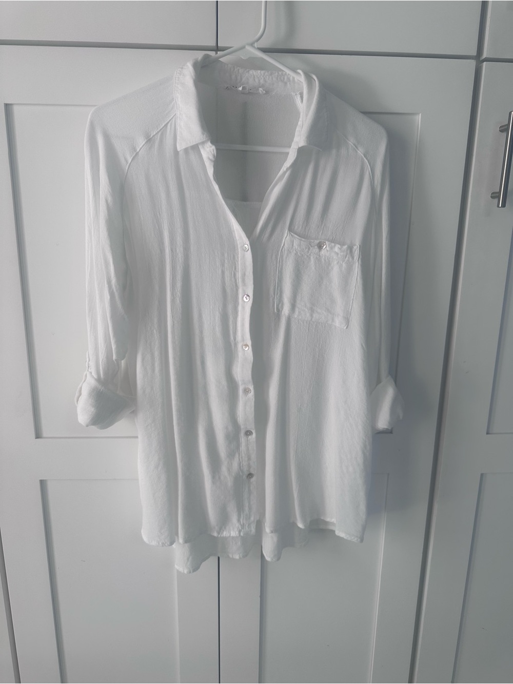 Jane and Delancey White Button-Down Shirt with Chest Pocket
